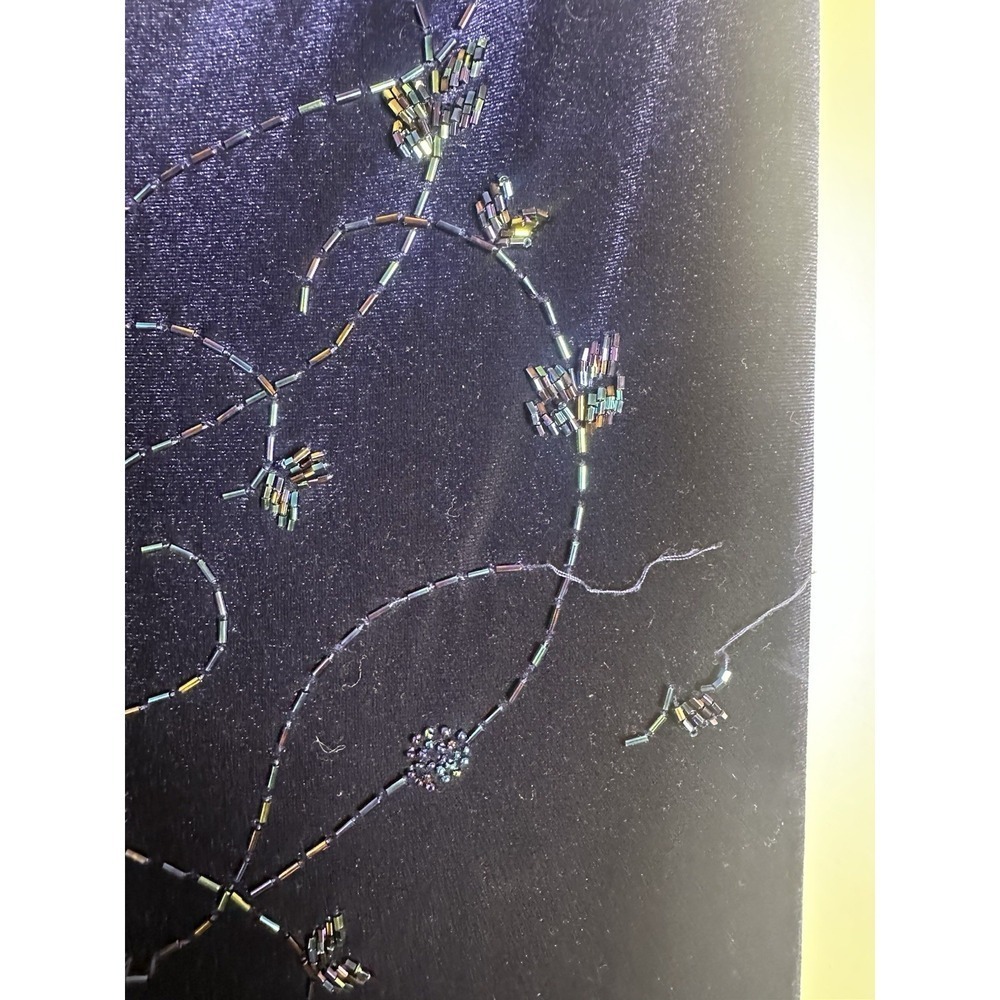 NWT Ronni Nicole Vtg Beaded Velvet Navy Blue Maxi Dress Sz 12 - Picture 6 of 8